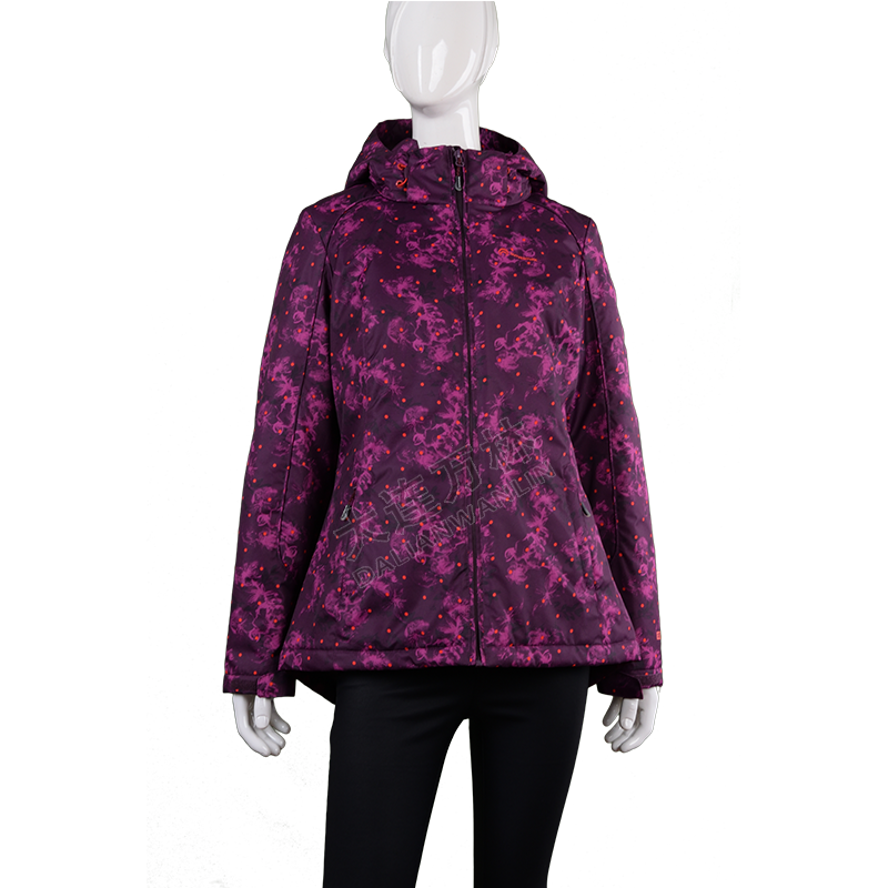 波點(diǎn)印花連帽羽絨服