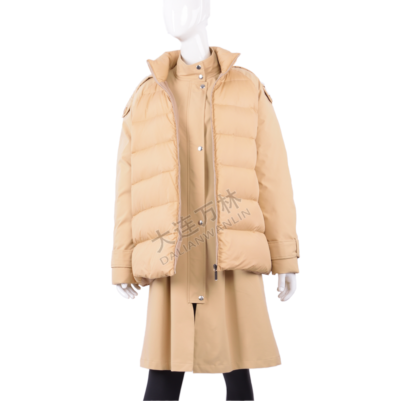 真兩件風衣式加厚羽絨服