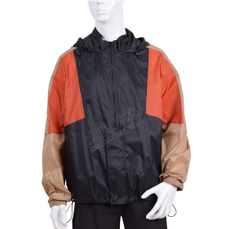 男士短款拼接連帽外套