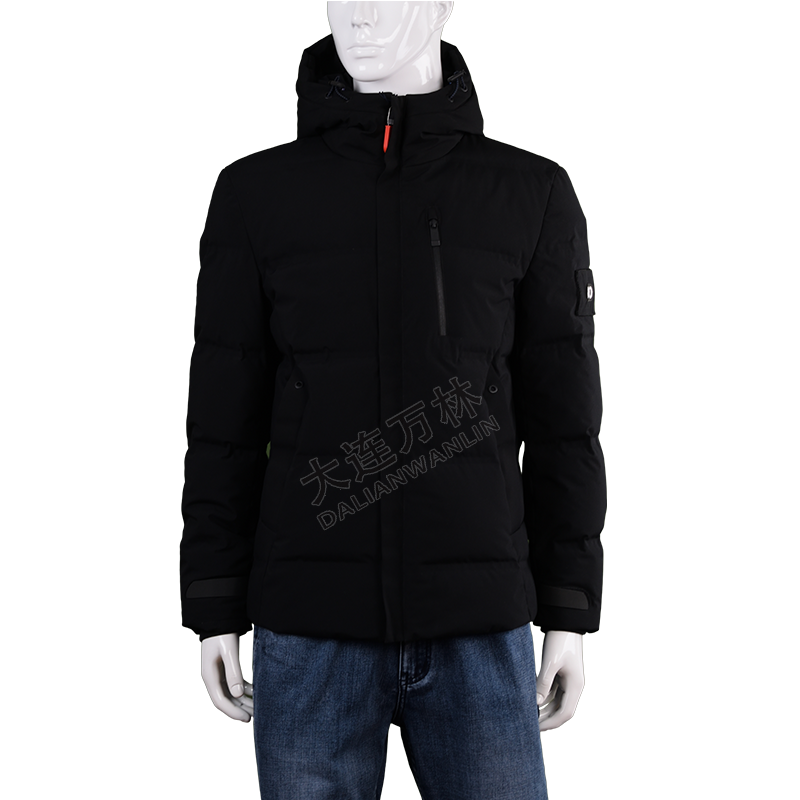 男士黑色連帽羽絨服