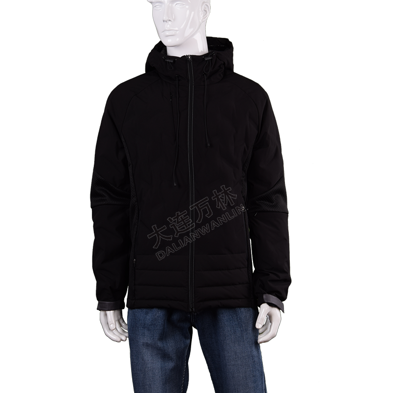 男士連帽拼接羽絨服