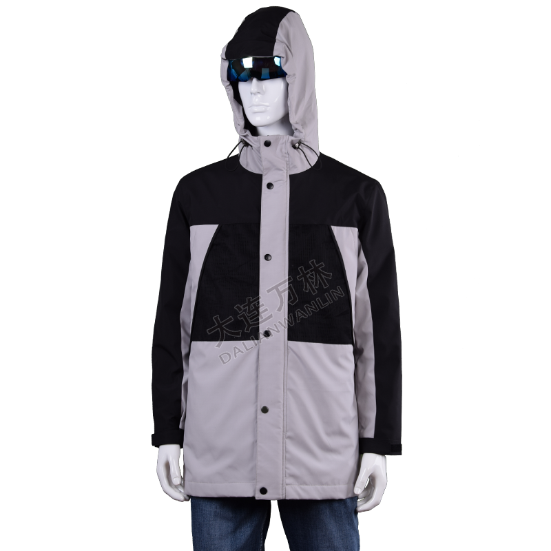 男士拼接兩件套連帽羽絨服外套