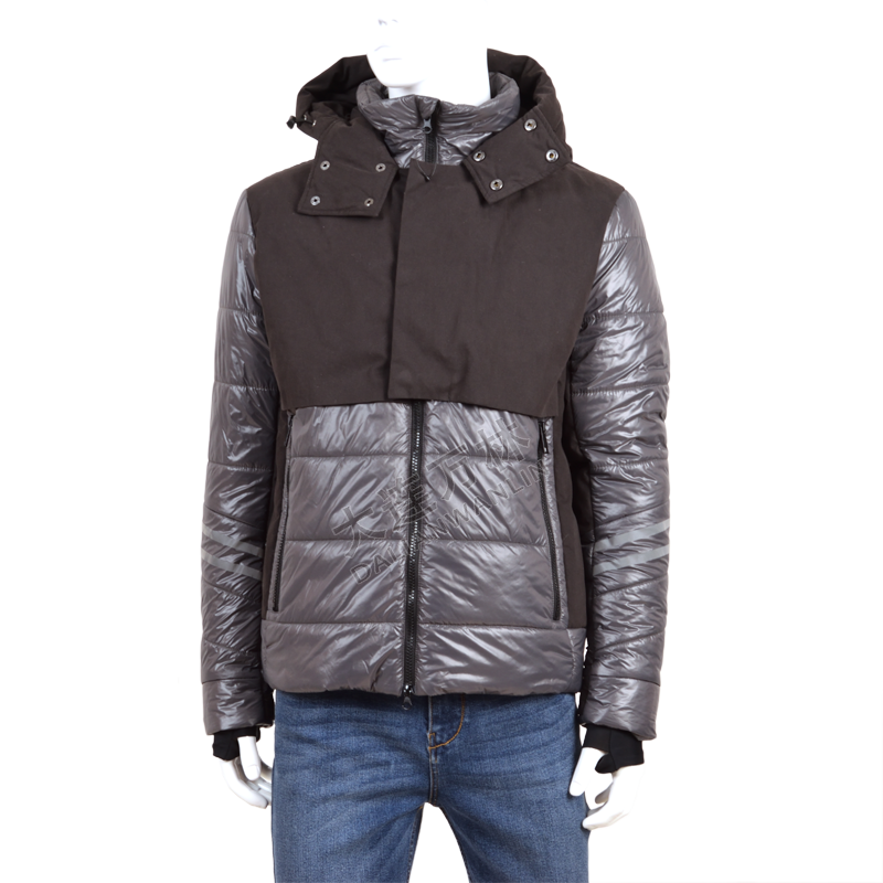 男士連帽拼接羽絨服