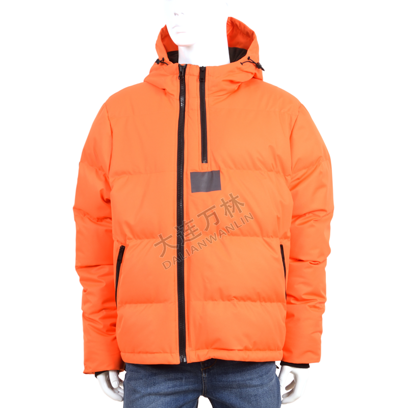 男士橘色連帽羽絨服
