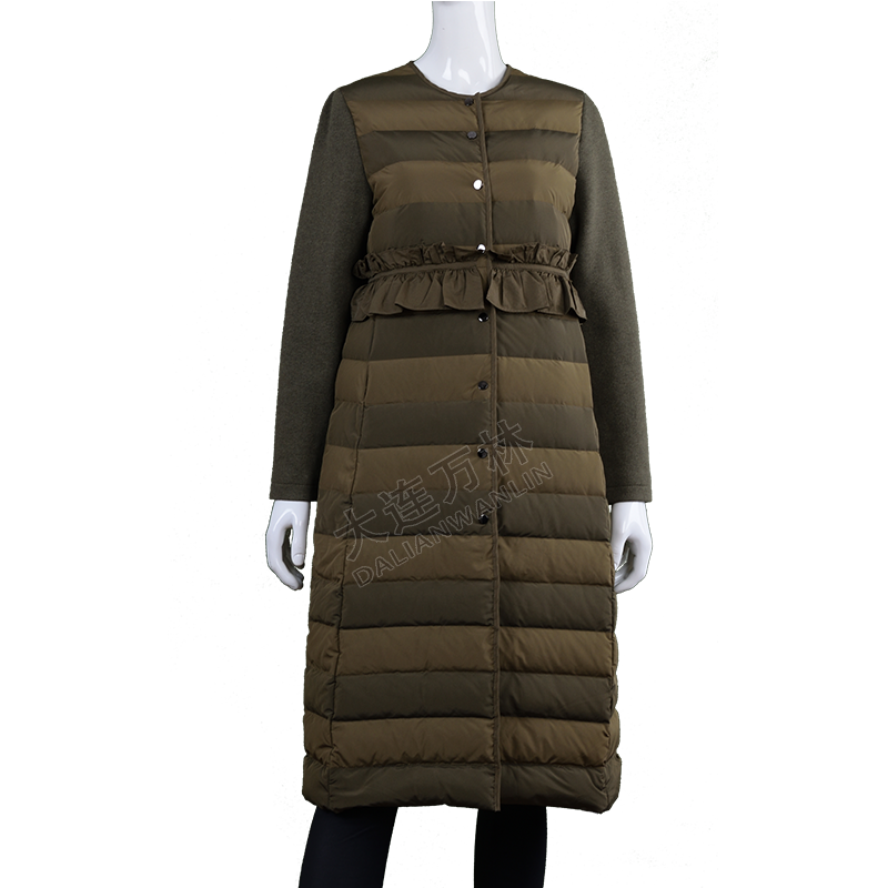 女士拼接腰部荷葉設(shè)計羽絨服