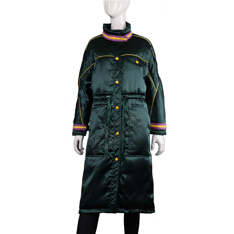 女士系帶收腰過膝羽絨服