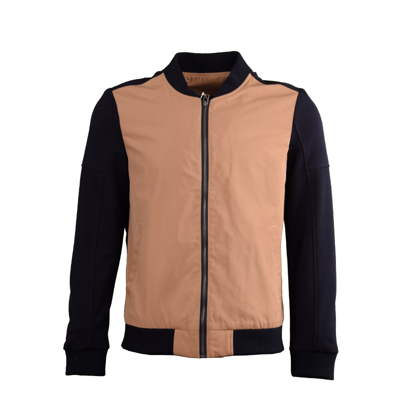 男士拉鏈拼色夾克