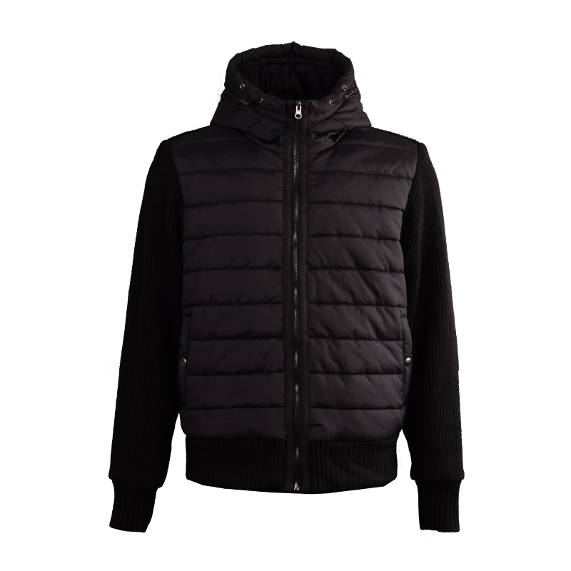 男士針織拼接連帽外套