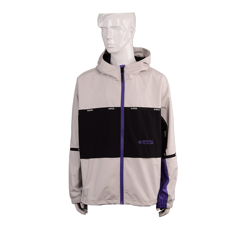 男士拼接連帽拉鏈外套