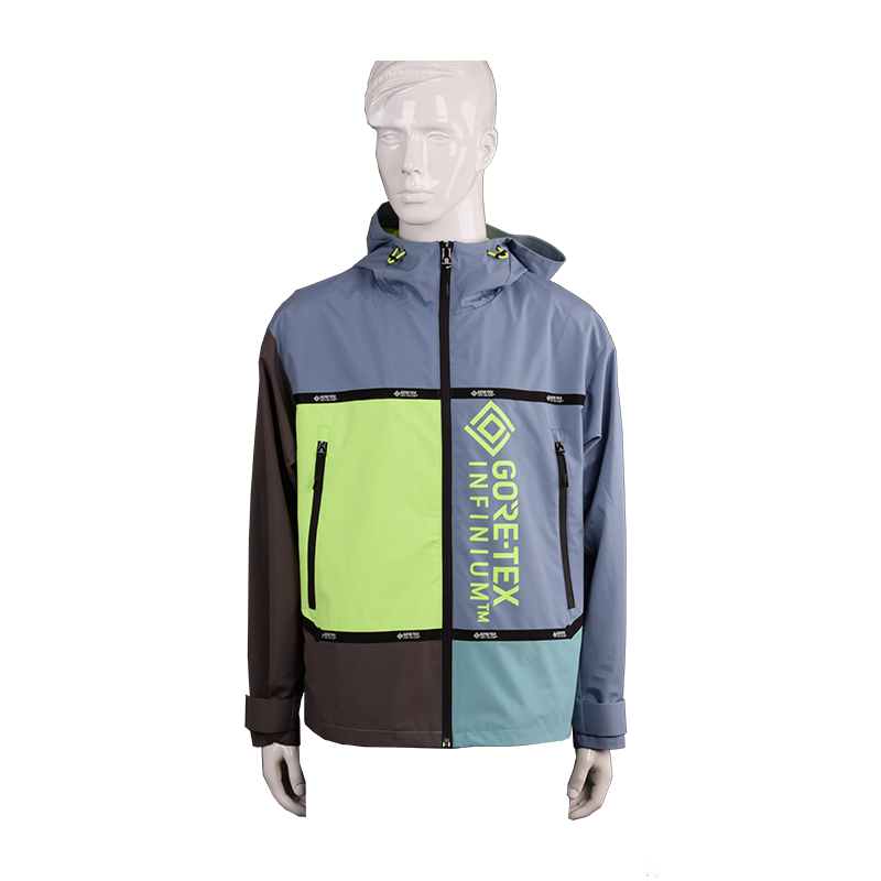 男士拼接連帽拉鏈外套